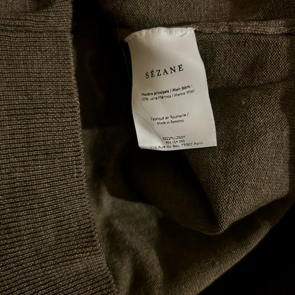 ✨NWT✨ Sézane 100% Merino Wool Fitted Crew Neck Buttoned Sleeve Sweater Taupe - M - Picture 12 of 12